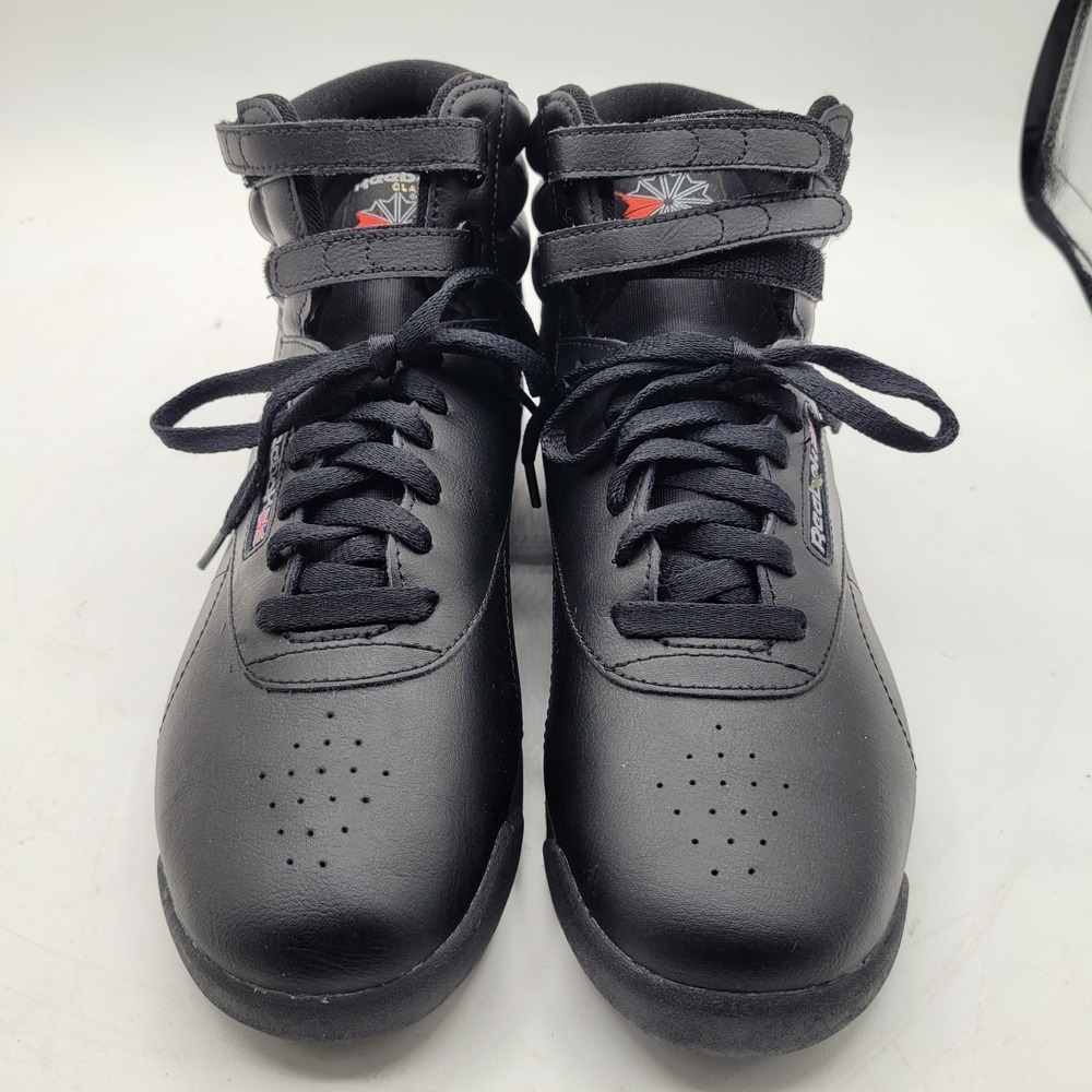 Reebok Freestyle HI High Top Classic Black Leather Women's Sneakers Size 12 - Picture 5 of 8